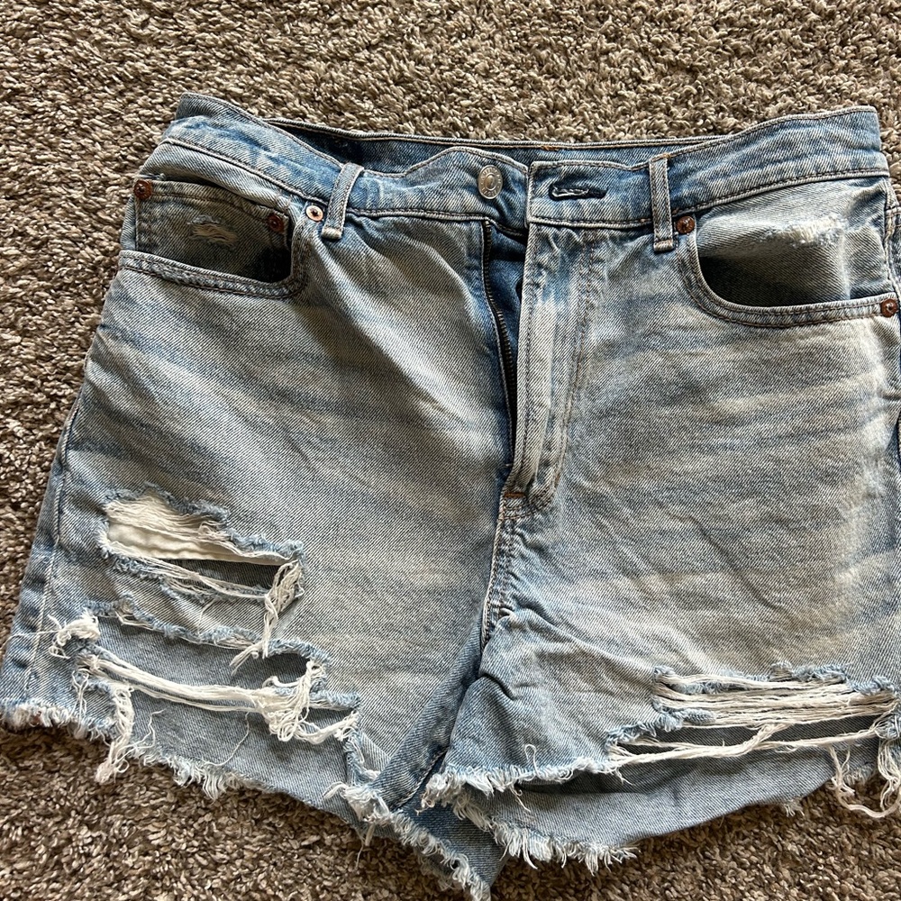 American Eagle Outfitters Blue Jean Shorts Distressed Vintage Style